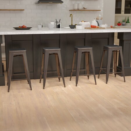 Flash Furniture 30" High Metal Indoor Stackable Bar Stool, Gun Metal Gray, PK4 4-ET-31320-30-GN-R-GG